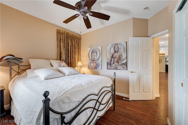 3873 Palm Island Ct, Las Vegas, NV 89147 - bedroom featuring dark wood-type flooring and a ceiling fan