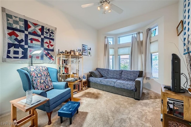 2401 Ocean Edge Ct, Las Vegas, NV 89134 - living room with carpet flooring and ceiling fan