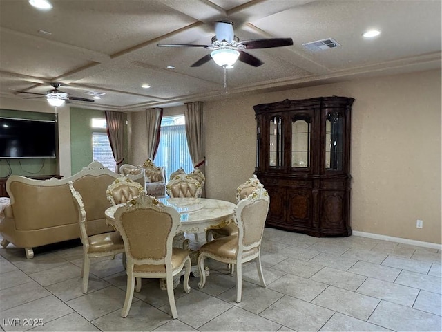 6277 Mustang Spring Ave, Las Vegas, NV 89139 - dining room with ceiling fan, recessed lighting, and light tile patterned floors