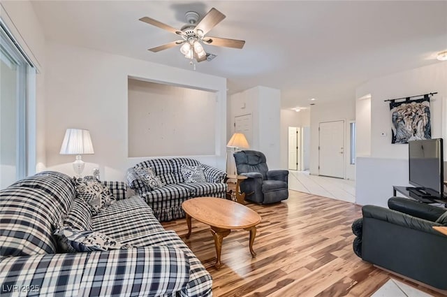 1816 Eagle Mesa Ave, Henderson, NV 89012 - living area with wood finished floors and ceiling fan