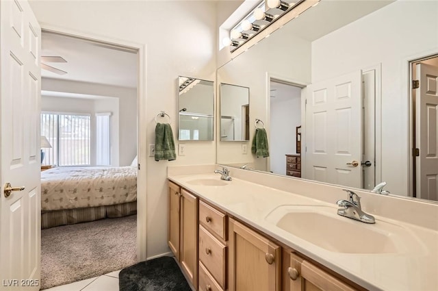 1816 Eagle Mesa Ave, Henderson, NV 89012 - ensuite bathroom featuring double vanity and tile patterned flooring