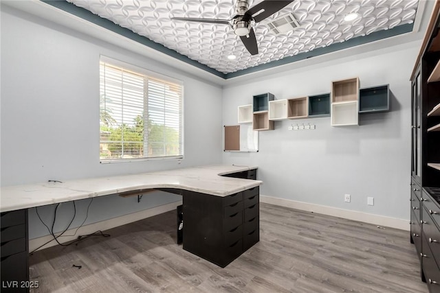 6351 Abacus Farms Ct, Las Vegas, NV 89131 - unfurnished office with ceiling fan, wood finished floors, and built in study area