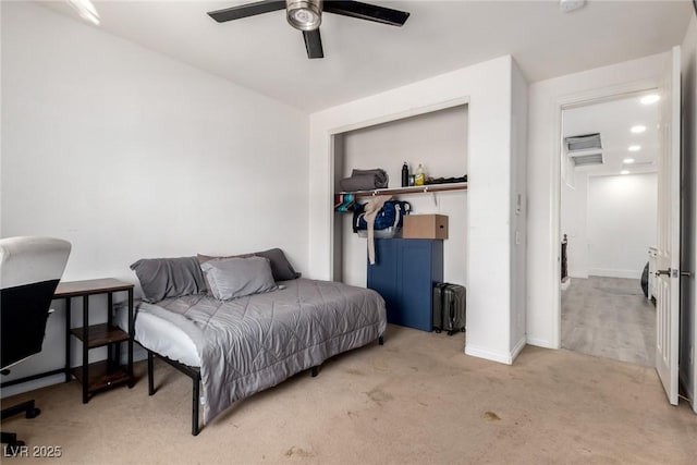 6351 Abacus Farms Ct, Las Vegas, NV 89131 - carpeted bedroom with a closet and a ceiling fan