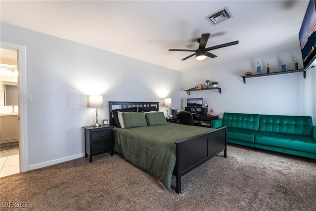 4530 W Shelbourne Ave, Las Vegas, NV 89139 - bedroom with carpet, an office area, and a ceiling fan