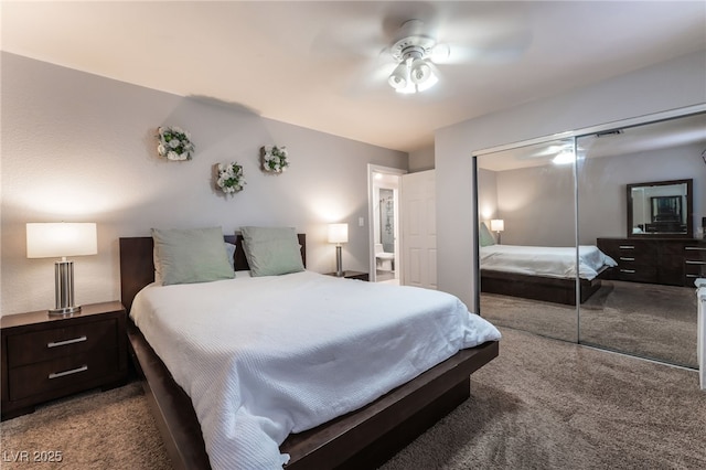 4530 W Shelbourne Ave, Las Vegas, NV 89139 - carpeted bedroom with a closet and a ceiling fan