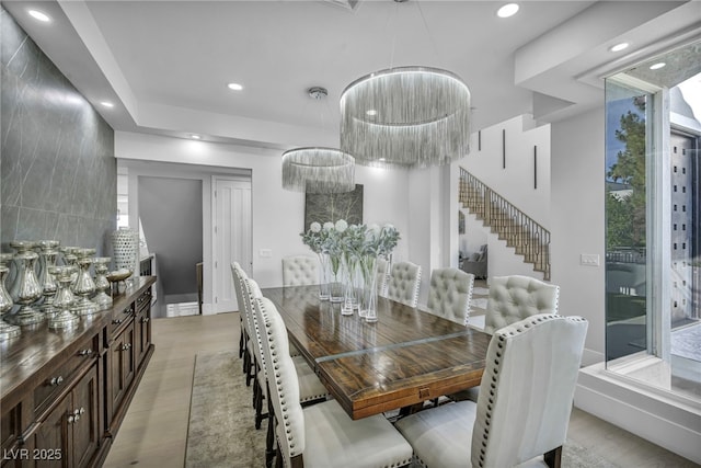 2058 Troon Dr, Henderson, NV 89074 - dining room with stairs, recessed lighting, and light wood finished floors