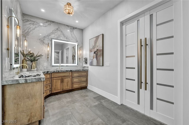 2058 Troon Dr, Henderson, NV 89074 - bathroom with vanity and recessed lighting