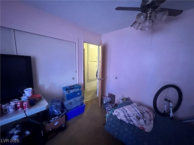 3505 W Bonanza Rd, Las Vegas, NV 89107 - carpeted bedroom featuring a ceiling fan