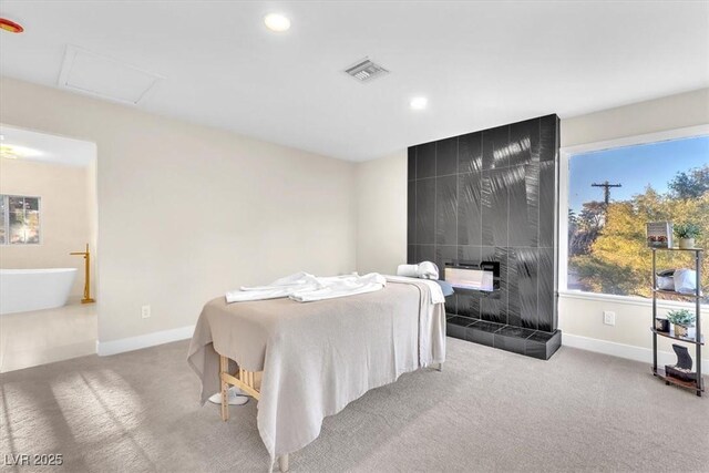 2868 Vista Del Sol Ave, Las Vegas, NV 89120 - carpeted bedroom with attic access, recessed lighting, and ensuite bathroom