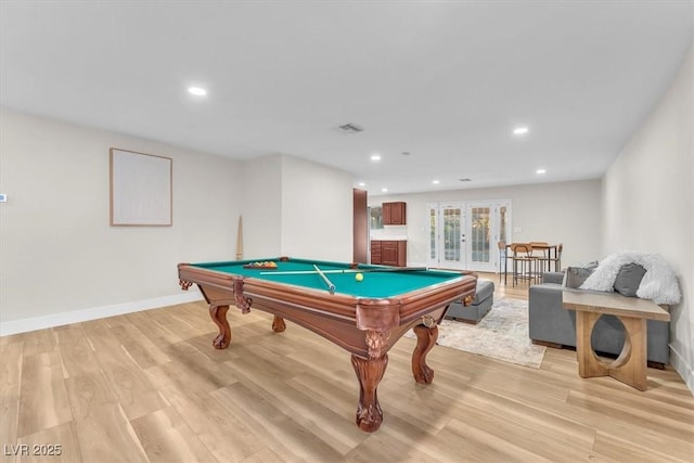 2868 Vista Del Sol Ave, Las Vegas, NV 89120 - game room featuring billiards, light wood-style flooring, french doors, and recessed lighting