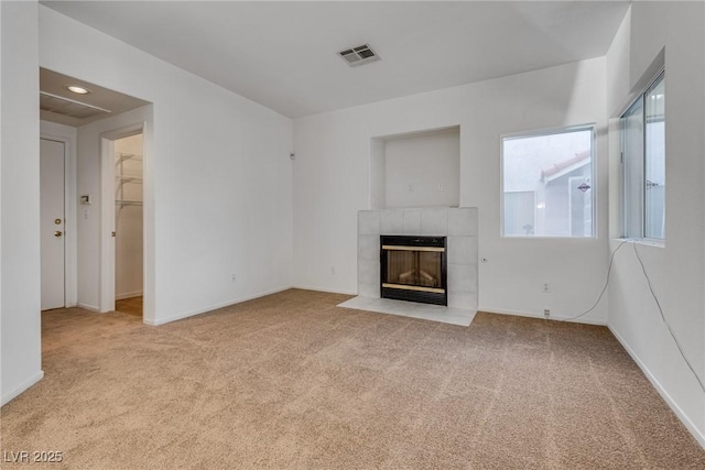 8771 Martinique Bay Ln, Las Vegas, NV 89147 - unfurnished living room with carpet floors and a fireplace