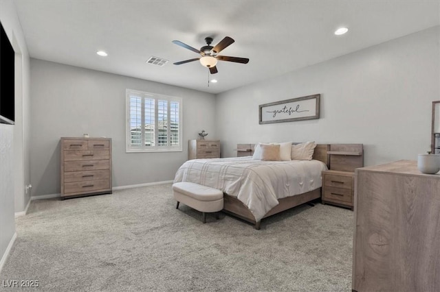 7456 Tinley Creek Ave, Las Vegas, NV 89113 - bedroom with carpet flooring, recessed lighting, and ceiling fan