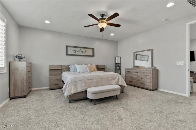 7456 Tinley Creek Ave, Las Vegas, NV 89113 - carpeted bedroom featuring recessed lighting, ceiling fan, and multiple windows