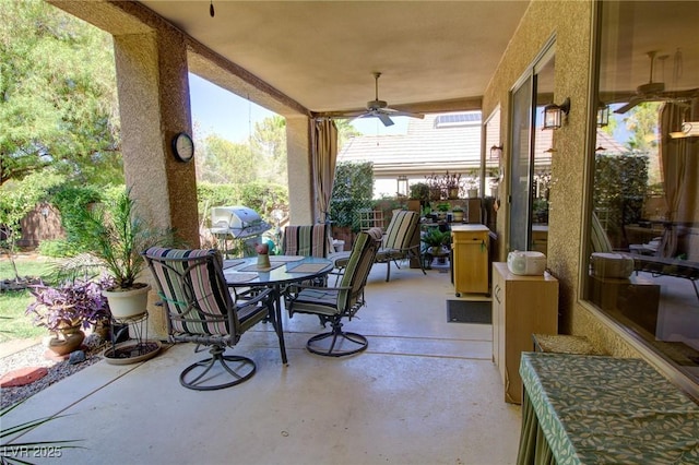 2026 Poppywood Ave, Henderson, NV 89012 - view of patio / terrace featuring a ceiling fan, area for grilling, and outdoor dining area