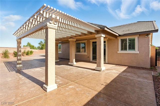 10302 Artful Stone Ave, Las Vegas, NV 89149 - rear view of property featuring a pergola, stucco siding, a patio, and a tiled roof