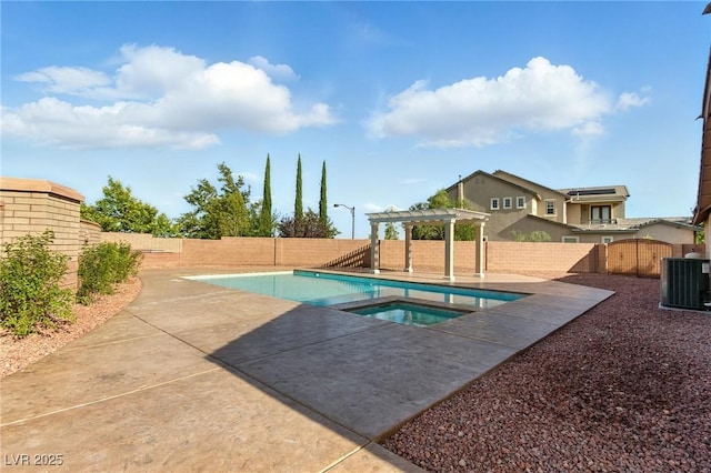 10302 Artful Stone Ave, Las Vegas, NV 89149 - view of pool with a fenced backyard, a pergola, a patio, and a pool with connected hot tub