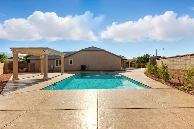 10302 Artful Stone Ave, Las Vegas, NV 89149 - view of pool with a patio, a pergola, and a fenced backyard