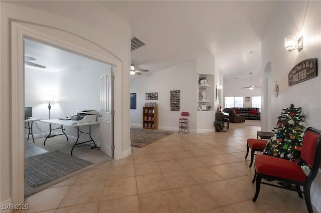2640 Torch Ave, North Las Vegas, NV 89081 - corridor with tile patterned flooring, an office area, and lofted ceiling