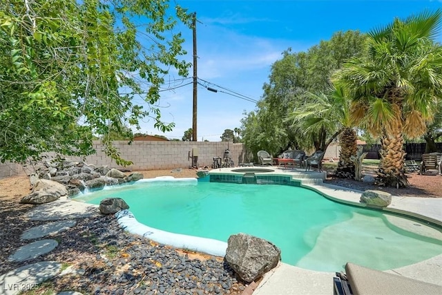 5008 Donnie Ave, Las Vegas, NV 89130 - view of pool with a fenced backyard, a patio, and a pool with connected hot tub