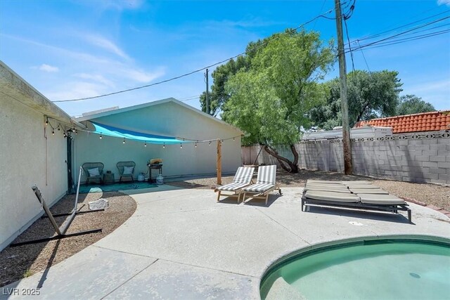 5008 Donnie Ave, Las Vegas, NV 89130 - view of swimming pool featuring a fenced backyard, a patio area, and grilling area