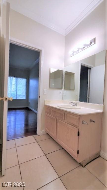 9000 Las Vegas Blvd Unit 1074, Las Vegas, NV 89123 - bathroom featuring crown molding, vanity, and tile patterned floors