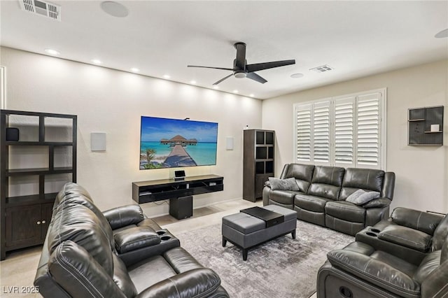 7407 Bakewell Ave, Las Vegas, NV 89179 - living area featuring ceiling fan and recessed lighting