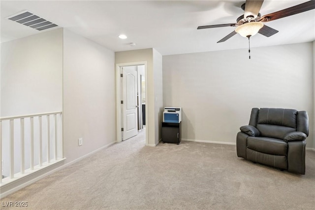 7407 Bakewell Ave, Las Vegas, NV 89179 - living area with ceiling fan, carpet flooring, and recessed lighting