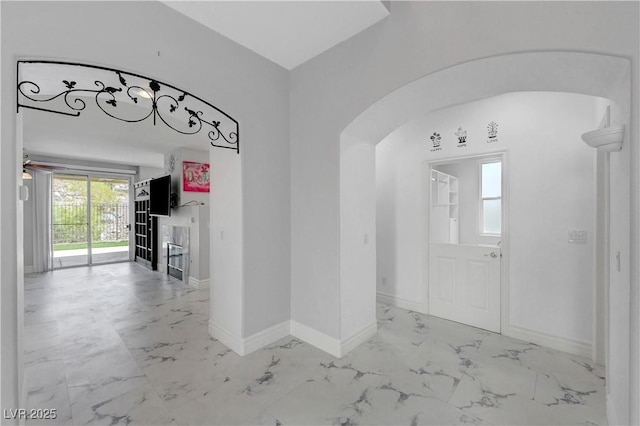 3079 Evening Mist Ave, Henderson, NV 89052 - entrance foyer featuring light marble finish floors and arched walkways