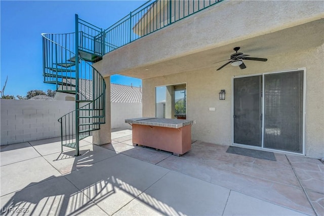 3079 Evening Mist Ave, Henderson, NV 89052 - view of patio featuring stairway and a ceiling fan