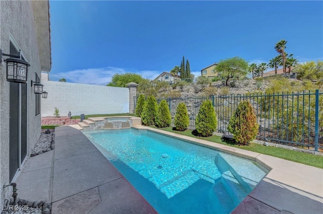 3079 Evening Mist Ave, Henderson, NV 89052 - view of swimming pool featuring a fenced backyard and a pool with connected hot tub