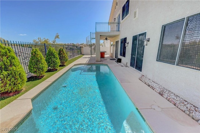 3079 Evening Mist Ave, Henderson, NV 89052 - view of swimming pool with a fenced backyard, a patio, and stairs