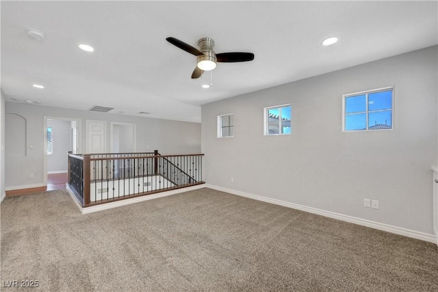 3079 Evening Mist Ave, Henderson, NV 89052 - empty room featuring ceiling fan, carpet floors, recessed lighting, and a smoke detector