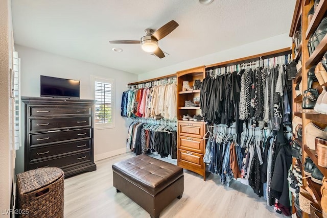 6103 Sundown Crest St, Las Vegas, NV 89113 - spacious closet featuring light wood-type flooring and a ceiling fan