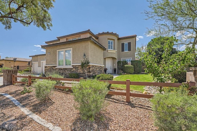 6103 Sundown Crest St, Las Vegas, NV 89113 - mediterranean / spanish-style house with stone siding and stucco siding