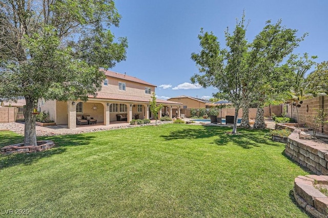 6103 Sundown Crest St, Las Vegas, NV 89113 - fenced backyard featuring a patio area
