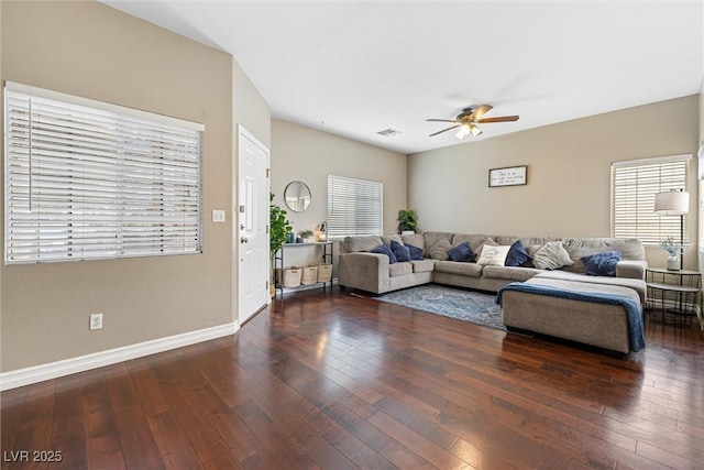 5967 Aimless St, Henderson, NV 89011 - living area with ceiling fan and hardwood / wood-style flooring