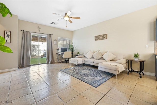 5967 Aimless St, Henderson, NV 89011 - living area featuring ceiling fan and light tile patterned flooring