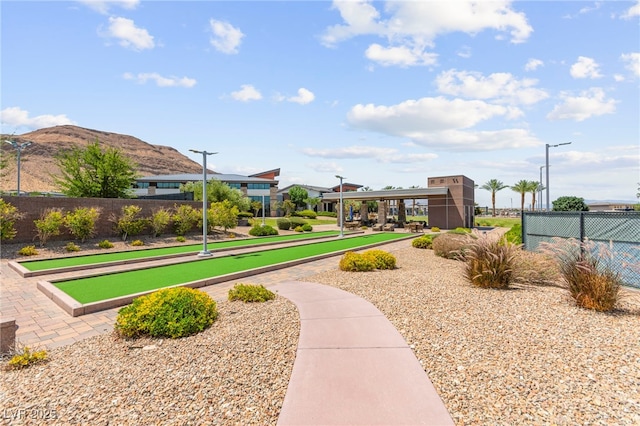 6810 Silver Crescent St, Las Vegas, NV 89148 - view of community with a bocce ball area and a mountain view