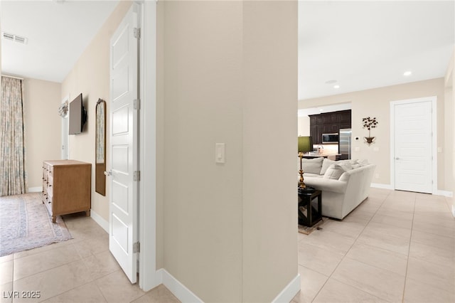 6810 Silver Crescent St, Las Vegas, NV 89148 - hall with light tile patterned floors and recessed lighting