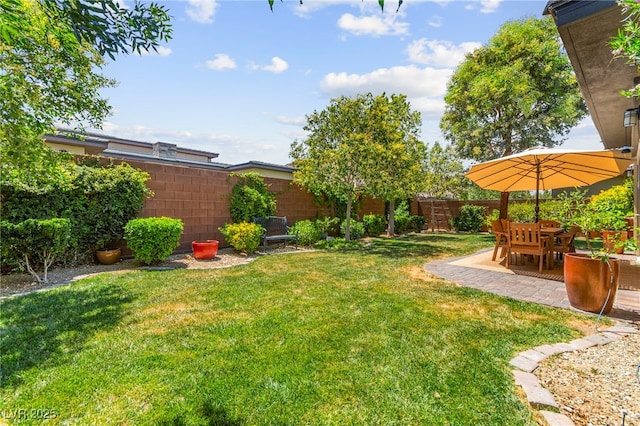 6810 Silver Crescent St, Las Vegas, NV 89148 - fenced backyard with a patio