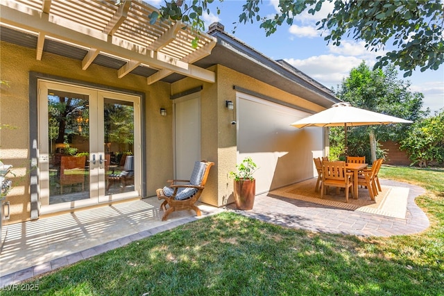 6810 Silver Crescent St, Las Vegas, NV 89148 - view of patio with french doors and a pergola