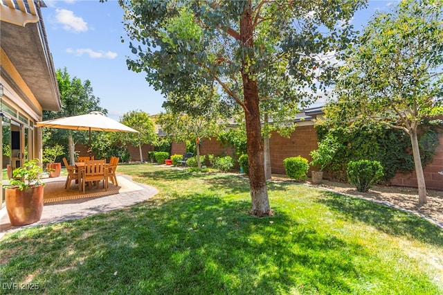 6810 Silver Crescent St, Las Vegas, NV 89148 - fenced backyard featuring a patio area