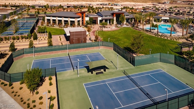 6810 Silver Crescent St, Las Vegas, NV 89148 - view of tennis court featuring a residential view