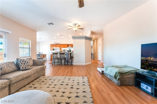 4656 E Desert Inn Rd, Las Vegas, NV 89121 - living area featuring a ceiling fan, light wood-type flooring, and recessed lighting