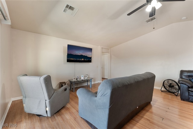 4656 E Desert Inn Rd, Las Vegas, NV 89121 - living area featuring ceiling fan, light wood-type flooring, and lofted ceiling