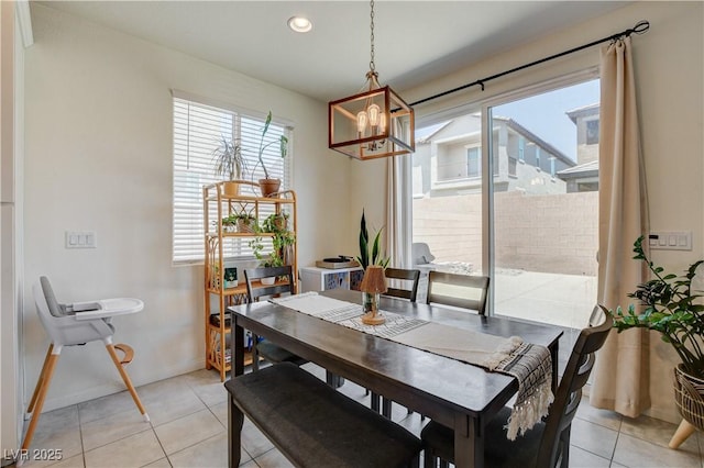 4240 Spring Storm Ave, North Las Vegas, NV 89081 - dining area with a chandelier, light tile patterned floors, and recessed lighting