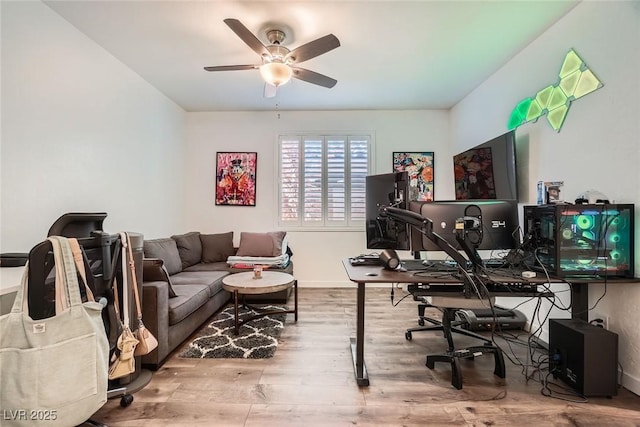 6233 Canterbury Field Rd, Las Vegas, NV 89113 - office featuring ceiling fan and wood finished floors