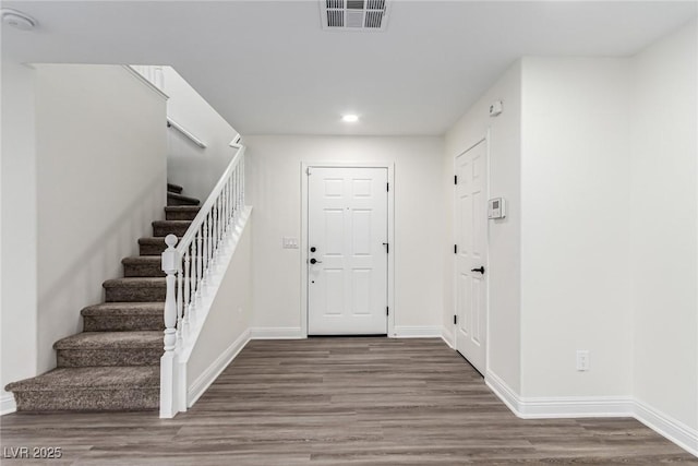 9006 Cedar Door Ave, Las Vegas, NV 89148 - entrance foyer featuring stairs, wood finished floors, and recessed lighting