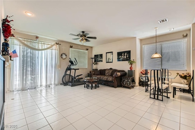 5409 Flora Spray St, Las Vegas, NV 89130 - tiled living area featuring ceiling fan