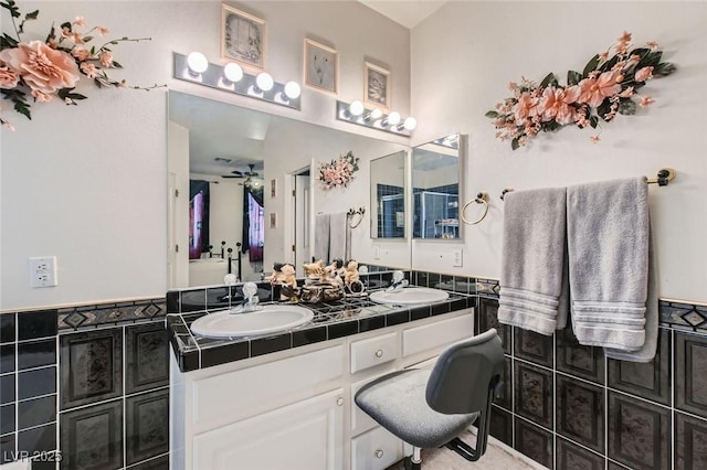 5409 Flora Spray St, Las Vegas, NV 89130 - bathroom featuring double vanity and a shower